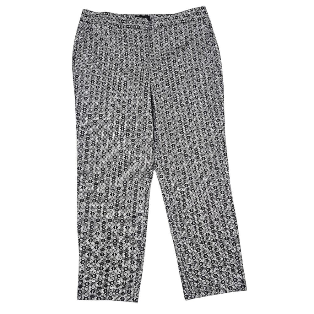 Talbots Heritage Ankle Pants / Heritage Perfect Crop Black/White Geometric Sz 16
